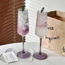 2pcs/Set Purple Stemmed Champagne Glasses, High-Quality Glasses, Wine Glasses, Cocktail Glasses, Glassware, Elegant & Perfect For Parties, Gatherings, Birthday Gifts - Purple - View 11