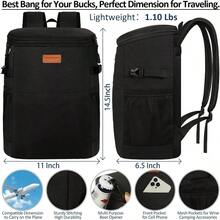 Camping Cooler Backpack 30 Cans Soft Backpack Coolers Insulated Leak Proof Travel Cooler Bag Waterproof Lunch Picnic Beach Work Trip Thermal Bag Drink Beverage Beer Bag Cooler - Puntos blancos y negros. - Ver 2