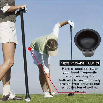 Este recogedor de pelotas de golf (de material de goma) le permite recoger fácilmente pelotas de golf sin agacharse - simplemente presione la ventosa sobre la pelota y recupérela de forma rápida y segura (ideal para greens, campos de prácticas o actividades de ocio)