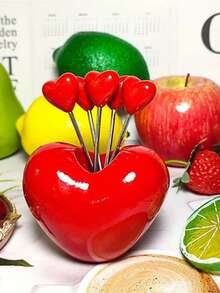 10pcs Heart-Shaped Fruit Forks Stainless Steel Dessert Forks Set, Home Kitchen Utensils, Suitable For Parties, Weddings, Gifts - Multicolor - View 9