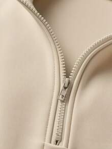 Men's Casual Loose Half-Zip Stand Collar Pullover Pullover Sweatshirt, Street Style, Autumn/Winter - Apricot - View 4