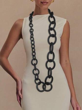 MARLIWOO 1 st gotisk stil minimalistisk ihåligt runt hänge halsband, trendig punkdesign för kvinnor