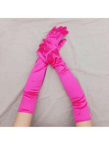 1/3/12 Pairs Women's Long Satin Stretch Gloves – Bridal Wedding & Kentucky Derby Tea Party Hand Decorations - Champagne - View 5