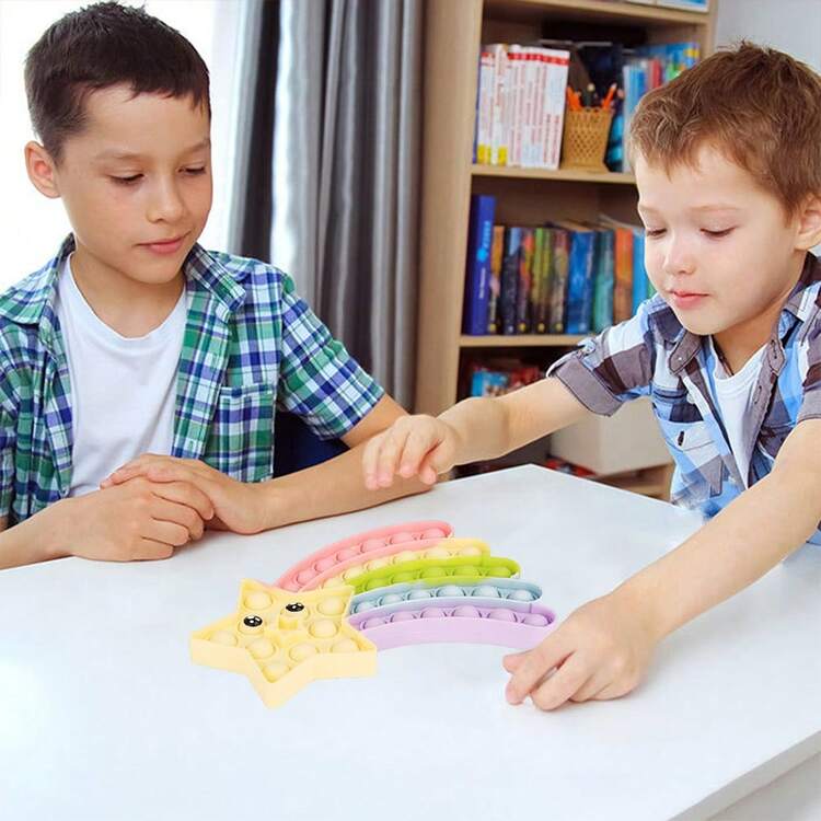 Juguetes antiestrés con burbujas en forma de estrella y arcoíris, juguetes de dedo, juguetes de burbujas de moda para aliviar el estrés, decoración de juego de fiesta, regalos para Navidad, Halloween, tanto para adultos como para niños, juegos entretenidos y populares para niños y adultos. - Multicolor - Añade 10