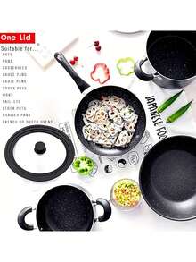 1pc Universal Pot Lid, Suitable For Various Cookware, Featuring Heat-Resistant Silicone Rim And Tempered Glass, Fits 6", 7", 8", 9.5", 10.5", 11" Diameter Pots - Multicolor - View 11