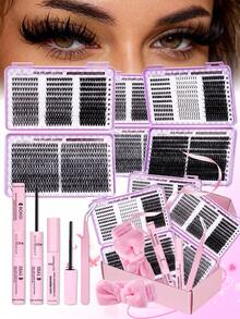 Bộ dụng cụ nối mi D-Curl nhọn 1980 sợi/660 sợi, bộ tự làm mi giả kèm keo dán mi, dụng cụ tháo gỡ & niêm phong, nhíp & băng đô, phù hợp cho đi làm hàng ngày hoặc các dịp lễ hội, thiết kế trang điểm mi tự làm tiện lợi tại nhà. - Nhiều màu - Xem 10