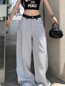 Women Pants - Blue Stripes - View 2