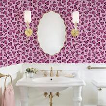 1卷粉色心形图案花卉壁纸 - 即撕即贴，现代风格，无缝拼接，可移除且易于安装。宽17.33英寸，适合DIY，是家居装饰、家具翻新和节日装饰的理想之选。 - 彩色 - 查看 8