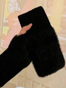 We Are Purchasing A Pair Of New Half-Finger Gloves For Women, Which Are Soft, Warm, Luxurious, Solid-Color Finger-Free Gloves For Women's Winter Hand Protection, Multi-Functional Touch Screens, Offices, And Student Writing - 彩色 - 查看 12