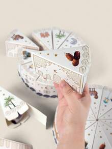 10pcs Ramadan Box Creative Triangle Cake Shape Birthday Surprise Party White Gift Blind Box Packaging Ramadan Party Supplies - Multicolor - View 4