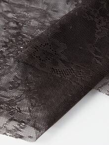 Women Satin Lace Trim Midi Skirt Polka Dot Print High Waist Long A-Line Skirts Vintage Silk Going Out Dress Y2k Streetwear Party Clubwear - 蕾絲拼布咖啡 - 查看 8