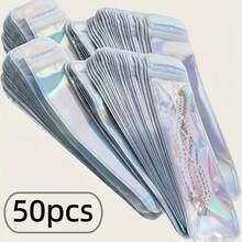 50pcs Colorful Rainbow Laser Gift Bags - Reusable Ziplock Bags, Easy To Clean And Durable, Suitable For Storing Pens, Makeup Brushes, Jewelry, Lip Gloss Etc. - Ideal For Ramadan Gifts, Daily Organizer And Small Accessories, Lightweight And Portable, Perfect For Beauty Enthusiasts, Travel Essentials And Fashionable Storage, Sturdy Structure, Multifunctional Design, Must-Have For Jewelry Lovers, Gift Bags - Multicolor - View 2