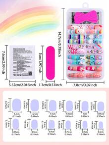 NAIO 120 pièces/set Autocollants d'ongles à presser style Baddie Y2K pour enfants, en matériau acrylique, pré-enduits de gel, couvrance intégrale, motifs pailletés et mignons incluant des éléments arc-en-ciel, licorne, cœur et étoile, autocollants d'ongles adhésifs courts, livré avec 3 pièces de gel de gelée et 3 pièces de lime à ongles, parfait pour les petites filles - thème licorne mignon. Fournitures pour ongles - Multicolore - Voir 4