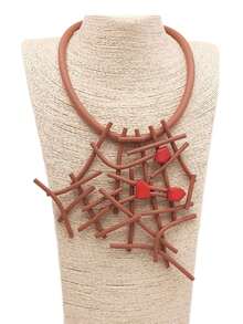 MARLIWOO 1件时尚朋克风手工几何木质吊坠项链，创意配饰，适合女性日常佩戴和派对穿着 - 彩色 - 查看 8