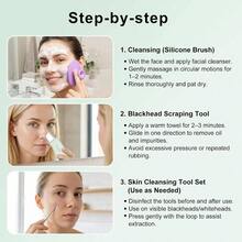 Blackhead Remover Tools Set With Pore Cleaner Spatula, Silicone Face Scrubber 4 Pimple Extractor Tools, Black Remover Face Skin Care - 綠色 - 查看 4