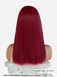 AKAKO 中长款樱桃红波波头假发，16英寸及肩，亮红色刘海假发，耐热合成纤维材质，外观自然，适合日常佩戴、节日装扮、音乐节、角色扮演、派对配饰，以及前卫的Y2K和哥特街头风格。 - 紅色 - 查看 3