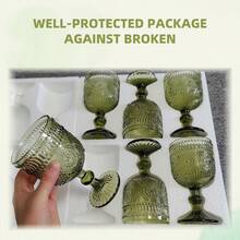 Sunflower Embossed Wine Glasses Set Of 6 – 10oz Green Vintage Goblets, Dishwasher Friendly Stemmed Drinking Cups For Wedding Toast, Cocktail, Juice & Home Entertaining - màu xanh lá - Xem 4