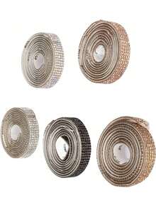 Estilo5 Rollos De Tiras Autoadhesivas De Diamantes De ImitacióN, 1 Yarda/Rollo De 1 Cm De Ancho, Cinta De Diamantes De ImitacióN De Cristal Ostentoso Cortable Para DecoracióN De Manualidades DIYVersióN Mejorada - 1 - Ver 8