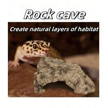 Reptile Rock Hideaway, Feeding Dish, Mane Lion Lizard, Gecko, Snake Habitat, Suitable For Glass Aquarium, Terrarium, Feeding Bowl Decor, Applicable For: Lizard, Turtle, Reptile, Amphibian, Fish