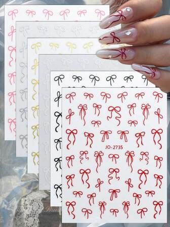 3/6/12 st söta rosettnageldekaler, bandnageldekaler, lämpliga för gör-det-själv-manikyr