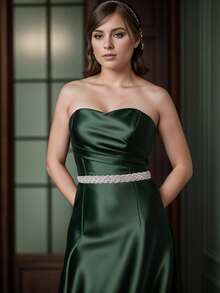 1 قطعة شريط خصر عروس مصنوع يدويًا، حزام خصر مرصع بالراين الزجاجي، قابل للتعديل الطول، إكسسوار زفاف، هدية لوصيفة العروس، شريط أخضر زيتوني - الشريط الزيتون الأخضر - مشاهدة 8