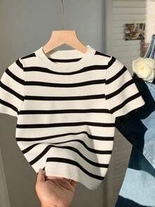 女士针织上衣 - 黑白 - 查看 1