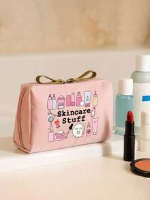 Women's & Cute Beauty Skincare Travel Organizer - Lightweight Foldable Cosmetic & Toiletry Bag With Zipper Closure, ,Lightweight Foldable Storage Bag,Women's Portable Travel Toiletries Bag, Lipstick Bag, Coin Purse, Large Makeup Storage For Daily Use, Spa, Vacation - Durable Gift-Worthy For Skincare Routine - Multicolor - View 3