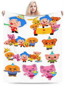 1pc Plim Plim Blanket Ultra Soft Anime Blanket, Flannel Cartoon Printed Throw - Perfect Gift For Anime Fans, Ideal For Christmas, Birthday, Halloween, Home, Camping & Travel - màu đen - Xem 2