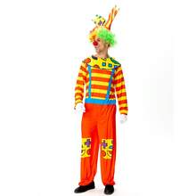 男士专业小丑服装，经典男士小丑服装，全套趣味成人小丑服，超大号彩色连体衣，包括（帽子、连体衣） - 彩色 - 查看 5