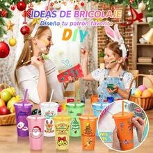 Tendencia10 Vasos Reutilizables Plástico 710 Ml C/tapa Y PopoteCalidad premium - Naranja - Ver 2