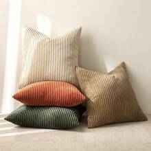 [Free Shipping]MIULEE Boho Farmhouse Throw Pillow Covers 20x20 Inch Set Of 4 Western Modern Decorative Cushion Covers Soft Corduroy Home Decor For Couch Bed Sofa Living Room Rust-Olive Green Gradient Series - 銹橄欖綠 20吋 x 20吋 4件裝 - 查看 8