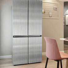 BG Brushed Silver Steel Adhesive Paper - Self-Adhesive, Waterproof, Washable For Wrapping Refrigerators, Microwaves, Cabinets, And Furniture - 拉絲鋼銀色 - 查看 2