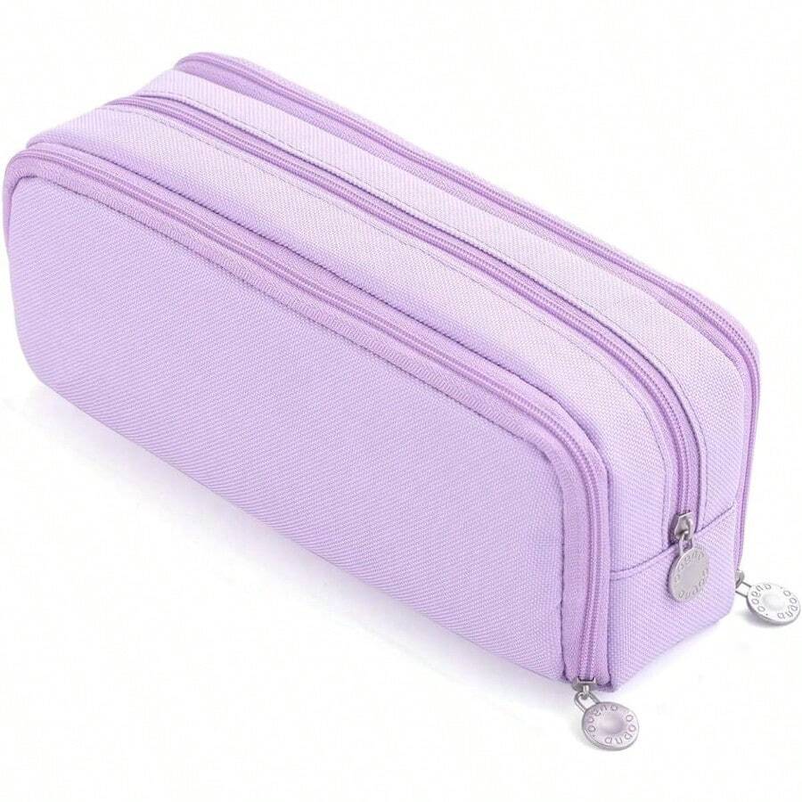 Estuche Grande OIOSEN con 3 Compartimentos para Oficina Bolsa de Lápices Organizador de Cosméticos Morado - Morado - Ver 1