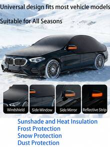 Universal Half Car Cover, Waterproof Oxford Fabric, 450/520cm, All-Weather Sun Protection, Anti-UV, Anti-Snow, Anti-Frost, With Top Canopy, Suitable For Sedans And SUVs - Black - View 11