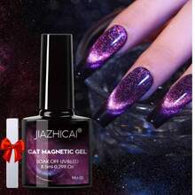 JIAZHICAI 1pc Purple Cat Eye Gel Nail Polish Y2K Aesthetic Cat Eye Gel Nail Polish 1pc/8.5ml With Magnet Stick, Nail Art Uv Led Soak Off Gel, Chameleon Magnetic Gel Christmas Day Gifts For Women Contains A Magnet Stick Lustrous And Sparkling Purple Cat Eye Nail Polish Gel Suitable For Aristocratic Ladies - 紫色 - 查看 7