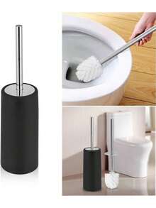EstiloFdit Cepillo Para Lnodoro De Acero Inoxidable Cepillo Para Inodoro Compacto Fuerte Con Base Pesada Para BañO (Negro)VersióN Mejorada