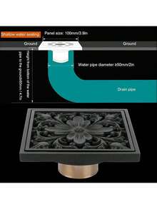 EstiloBestYiJo Drenaje de Piso de Latón Antiguo de 10cm, Drenaje de Piso de Ducha, Rejilla de Drenaje Antiguo a Prueba de Olores para Baños de Hogar y Hotel (Negro) Versión Mejorada - Negro - Ver 11