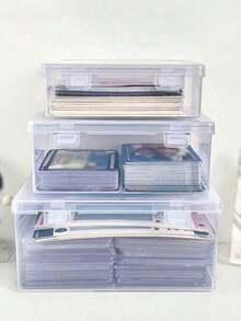 1个透明翻盖式化妆海绵收纳盒，带扣环，便携式粉饼盒展示架，可堆叠化妆品收纳盒，用于存放和展示化妆品 - 無色 - 查看 2