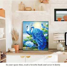 SNA 2026新款DIY蓝色孔雀十字绣刺绣入门套装，手工缝纫工艺套装，家居装饰DIY套装，刺绣套装，钩针套装，戳针套装，缝纫配件，缝纫工具包，绣线，针线活用品，缝纫图样，钩针工艺用品，刺绣入门套装 - 需要自己繡製不含框架 - 查看 5