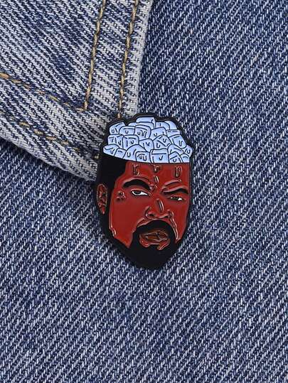 1pc Ice Hairstyle Enamel Badge Hip Hop Rap Singer Backpack Jacket Brooch Clothes Backpack Jewelry Gift For Friends