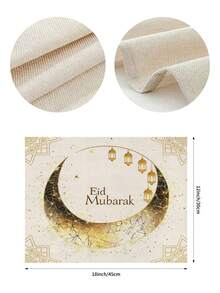 1条斋月月亮图案桌旗，斋月家居装饰桌旗，伊斯兰家居装饰，1条桌旗，4个餐垫，1个靠垫套，3种产品可选，家居装饰室内/室外派对用品，房间装饰。适用于斋月家居厨房装饰和斋月活动派对装饰。 - 彩色 - 查看 7