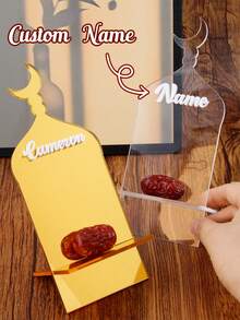 LICVIC 定制姓名餐桌装饰，斋月及节日晚宴食物架，个性化餐桌点缀，适合家庭聚会及家居装饰，开斋节礼物，定制甜点小吃展示架，可定制的独特礼物 - 風格A - 查看 1