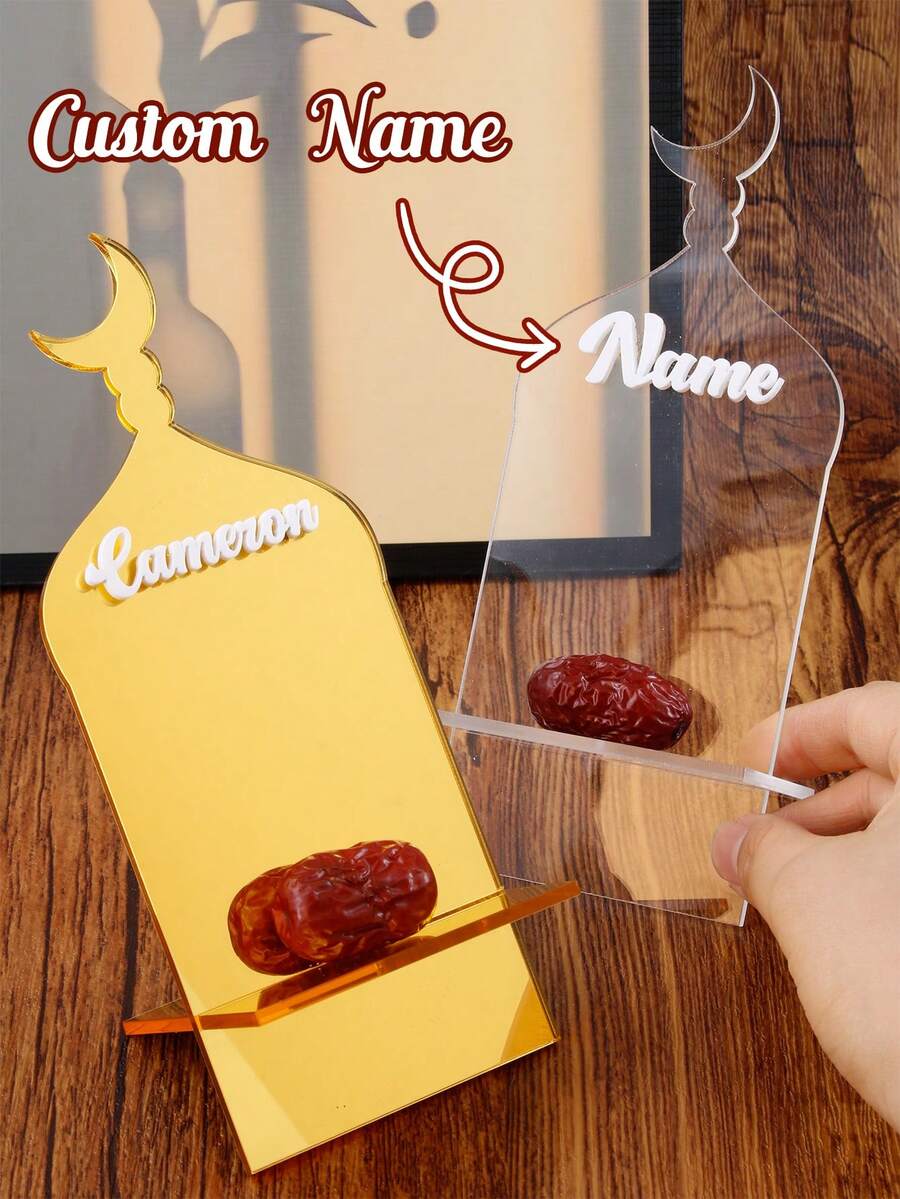 LICVIC 定制姓名餐桌装饰，斋月及节日晚宴食物架，个性化餐桌点缀，适合家庭聚会及家居装饰，开斋节礼物，定制甜点小吃展示架，可定制的独特礼物 - 風格A - 查看 1