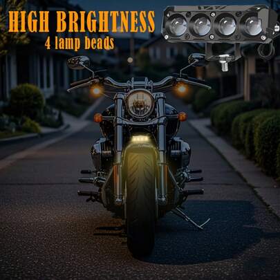 1 X Automotive Work Light - 4LED Dual-Colour Mini Spotlight/Fog Light, Suitable For Motorcycles, SUVs And UTVs