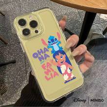 Miniso Disney Stitch & Lilo Phone Case OHANA QUER DIZER FAMILIA Theme Design Warm & Cute Disney Accessory Suitable For IPhone 17/17 Pro/17 Pro Max/17 Air/16/15/14/13/12/11/X Series Iphone 17 Pro Max Case Iphone 17 Pro Case Iphone 17 Case Stocking Stuffers The Girlfriend The Chosen Early Fall Fashion - Trong suốt - Xem 5