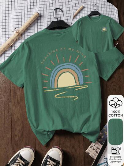 2026 Sunrise Print 100% Cotton Short Sleeve T-Shirt, Summer Tee, Graphic Tee, Casual Summer, Cotton T-Shirt, Summer Top, Oriental Aesthetic Streetwear Inspired Tee - 100% Premium Cotton Easter Print Short Sleeve T-Shirt, 2026 Back To School, School Style Inspiration, Back To School Essential, First Day Of School, 2026 Back To School Fashion, Retro Women Top, Collegiate Style