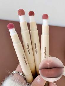 Gloss Labial Matte de Veludo - Batom Líquido de Longa Duração e Não Desbotante, Com Aplicador de Esponja, Opções de Cores Ricas (Marrom, Pêssego, Rosa, Vermelho), Ótimo Presente para Ano Novo e Dia dos Namorados