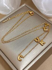 Simple Letter Pendant Necklace - Polished Letter Sparkle, Cute Daily Casual Jewelry For Stylish Looks,Valentine's Day Gift,Men's Necklaces - Multicolor - View 8