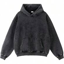 Mens Hoodies Oversized Unisex Acid Wash Hoodie Heavyweight Fleece Vintage Cotton Sweatshirt Men Women Streetwear - A-đen a - Xem 11