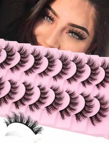 10 Pairs Of DD Russian Curl Holiday Eyelashes, High Curl, Thick And Bold Full Eyelash Extension - Black - View 1